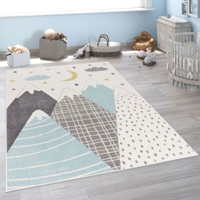 Paco Home Alfombra Infantil Habitacion Niño Moderna Montañas Con Estrellas Nube Azul Ø 160 Cm Redon Paco Home Alfombra Infantil Habitacion Niño Moderna Montañas Con Estrellas Nube Azul Ø 160 Cm Redon
