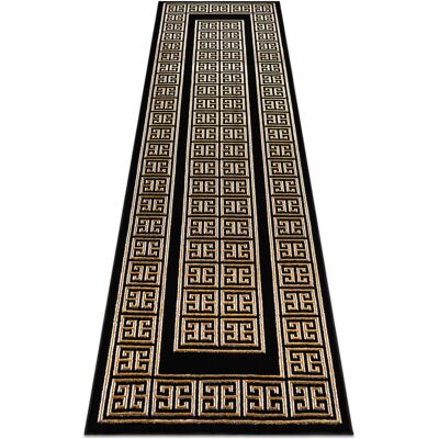 Rugsx - Alfombra, Alfombra De Pasillo Allure 1968 Chave Grega, Marco - Estructural, Elegante, Glamurosa Negro / Oro Black 60x250 Cm Rugsx - Alfombra, Alfombra De Pasillo Allure 1968 Chave Grega, Marco - Estructural, Elegante, Glamurosa Negro / Oro Black 60x250 Cm
