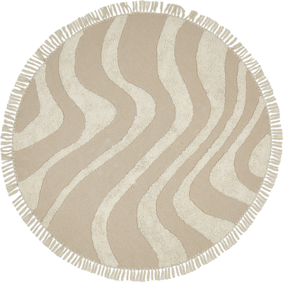 Alfombra redonda beige de algodón Beliani - 140cm - Estilo boho Alfombra redonda beige de algodón Beliani - 140cm - Estilo boho