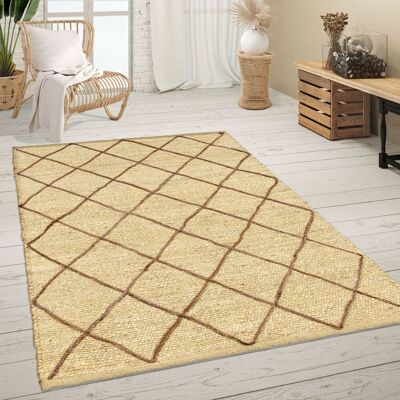 PACO HOME Skive 685 Alfombra - Patrón de rombos - Yute natural PACO HOME Skive 685 Alfombra - Patrón de rombos - Yute natural