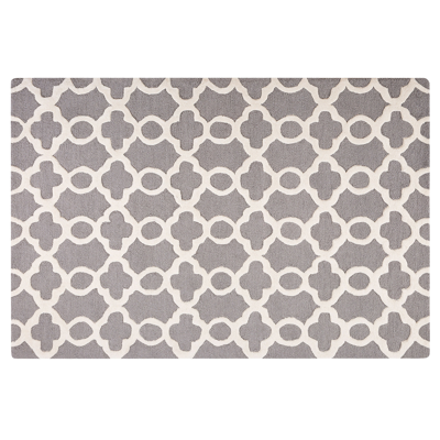 BELIANI Alfombra De Lana Gris 140 X 200 Cm Patrón Enrejado Cuadrifolio Trébol Oriental Marroquí Hecha A Mano Zile BELIANI Alfombra De Lana Gris 140 X 200 Cm Patrón Enrejado Cuadrifolio Trébol Oriental Marroquí Hecha A Mano Zile