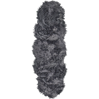 BELIANI Alfombra De Piel Sintética De Oveja Acrílico Gris 60 X 180 Cm Mamungari BELIANI Alfombra De Piel Sintética De Oveja Acrílico Gris 60 X 180 Cm Mamungari