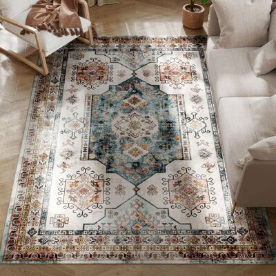 JHY DESIGN Alfombra Vintage Antideslizante Y Lavable De Pelo Corto Para Salón Y Dormitorio, 230 X 160 Cm, Multicolor. JHY DESIGN Alfombra Vintage Antideslizante Y Lavable De Pelo Corto Para Salón Y Dormitorio, 230 X 160 Cm, Multicolor.