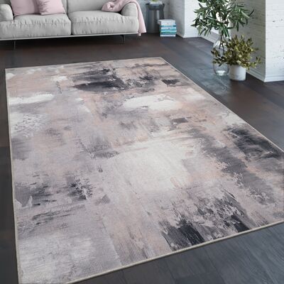 Alfombra Moderna de Arte - ø 160 cm - Beige - PACO HOME Alfombra Moderna de Arte - ø 160 cm - Beige - PACO HOME