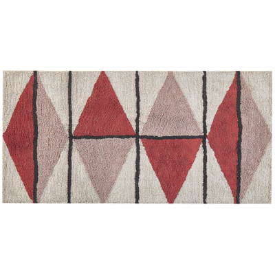 Alfombra de algodón multicolor con patrón geométrico 80x150cm - Beliani Alfombra de algodón multicolor con patrón geométrico 80x150cm - Beliani