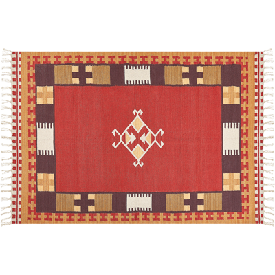 Alfombra Kilim de algodón multicolor reversible 160x230cm Beliani Alfombra Kilim de algodón multicolor reversible 160x230cm Beliani
