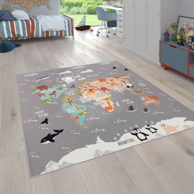 Paco Home - Alfombras Infantiles Juego Pelo Corto Habitación Coloridas En Diferentes Diseños 200 Cm Cuadrado, Gris 3 Paco Home - Alfombras Infantiles Juego Pelo Corto Habitación Coloridas En Diferentes Diseños 200 Cm Cuadrado, Gris 3