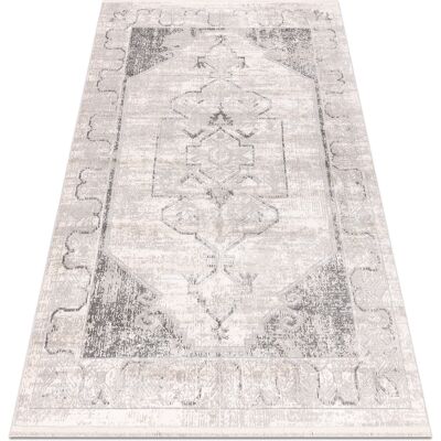 RugsX Distin 0107B Alfombra moderna gris / gris claro / blanca - Vintage, marco, flecos RugsX Distin 0107B Alfombra moderna gris / gris claro / blanca - Vintage, marco, flecos