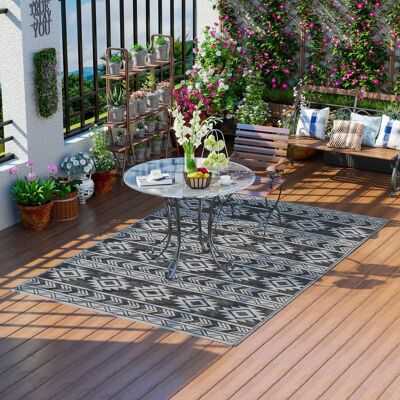 BEYAMIS Alfombra Reversible Para Exteriores, Color Negro/gris Claro – 182 X 274 Cm – Diseño Geométrico, Resistente A Los Rayos Uv – Ideal Para Jardín Y Playa. BEYAMIS Alfombra Reversible Para Exteriores, Color Negro/gris Claro – 182 X 274 Cm – Diseño Geométrico, Resistente A Los Rayos Uv – Ideal Para Jardín Y Playa.