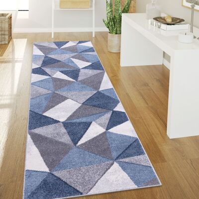 Paco Home Alfombra Salón Pelo Corto Motivo Vintage Abstracto Moderno Geométrica A Rombos 80x300 Cm, Azul Paco Home Alfombra Salón Pelo Corto Motivo Vintage Abstracto Moderno Geométrica A Rombos 80x300 Cm, Azul