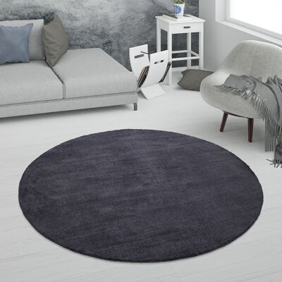 Paco Home - Alfombra Salón Pelo Corto Hecha A Mano Motivo Moderno Monocolor Suave Antracita, Ø 200 Cm Redon Paco Home - Alfombra Salón Pelo Corto Hecha A Mano Motivo Moderno Monocolor Suave Antracita, Ø 200 Cm Redon