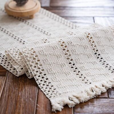 OEM (30x180cm) Camino De Mesa De Macramé Estilo Bohemio Beige Con Borlas, Camino De Mesa De Algodón Tejido A Mano, Camino De Mesa Rústico De Granja Para Mesa -crezuo OEM (30x180cm) Camino De Mesa De Macramé Estilo Bohemio Beige Con Borlas, Camino De Mesa De Algodón Tejido A Mano, Camino De Mesa Rústico De Granja Para Mesa -crezuo