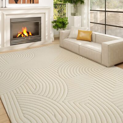 TORMATOR Alfombra Salón 160x120 Cm Pelo Corto Estilo Moderno Base Antideslizante Tejida A Máquina Crema TORMATOR Alfombra Salón 160x120 Cm Pelo Corto Estilo Moderno Base Antideslizante Tejida A Máquina Crema