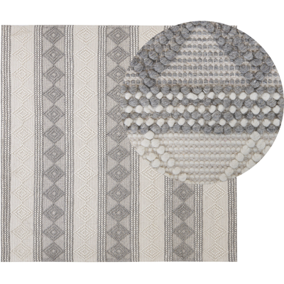 Alfombra de lana beige y gris 200x200 Beliani - Alfombra Alfombra de lana beige y gris 200x200 Beliani - Alfombra