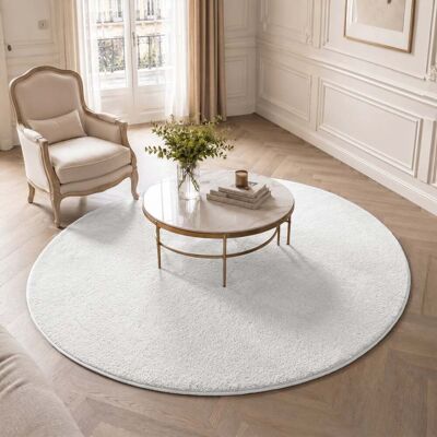 Vounot® Alfombra Moderna Para Salón Ф160cm, Crema Vounot® Alfombra Moderna Para Salón Ф160cm, Crema