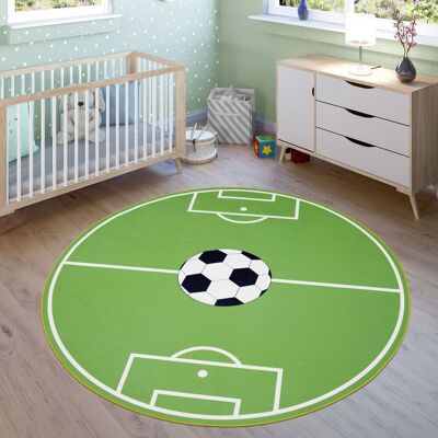 Paco Home - Alfombra Infantil Juego Para Dormitorio Niños Diseño Campo De Fútbol En Verde Ø 200 Cm Redondo Paco Home - Alfombra Infantil Juego Para Dormitorio Niños Diseño Campo De Fútbol En Verde Ø 200 Cm Redondo