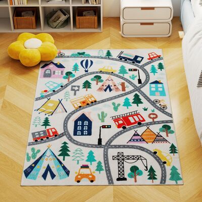 JHY DESIGN Alfombra Con Estampado De Autopista, Fondo Blanco, Suave, De Fácil Cuidado Y Colorida. JHY DESIGN Alfombra Con Estampado De Autopista, Fondo Blanco, Suave, De Fácil Cuidado Y Colorida.