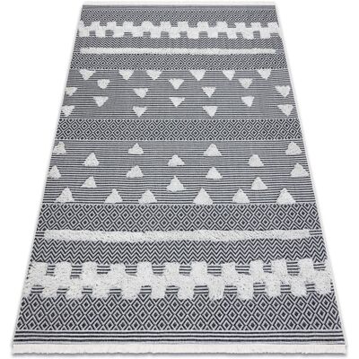 Rugsx - Alfombra Eco Sisal Boho Moroc Geométrico 22321 Franjas - Dos Niveles De Vellón Crema / Gris, Alfombra Reciclada Beige 136x190 Cm Rugsx - Alfombra Eco Sisal Boho Moroc Geométrico 22321 Franjas - Dos Niveles De Vellón Crema / Gris, Alfombra Reciclada Beige 136x190 Cm