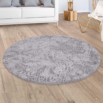 Paco Home Alfombra Salón Pelo Largo Shaggy Piel Sintética Mullida Gris Plata Ø 160 Cm Redon Paco Home Alfombra Salón Pelo Largo Shaggy Piel Sintética Mullida Gris Plata Ø 160 Cm Redon