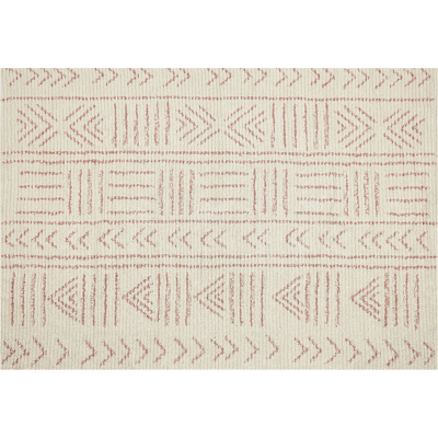 Alfombra de Algodón Beliani - Patrón Geométrico, 140x200 cm, Beige y Rosa Alfombra de Algodón Beliani - Patrón Geométrico, 140x200 cm, Beige y Rosa