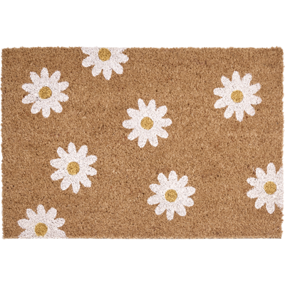 Felpudo Natural de Coco Beliani - Diseño Floral de Margaritas para Interior Felpudo Natural de Coco Beliani - Diseño Floral de Margaritas para Interior