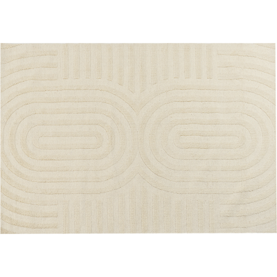 BELIANI Alfombra De Lana De Estilo Moderno Con Diseño Geométrico Beige Para Salón 160 X 230 Cm Mastung BELIANI Alfombra De Lana De Estilo Moderno Con Diseño Geométrico Beige Para Salón 160 X 230 Cm Mastung