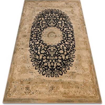 RUGSX Alfombra lana Piemonte - Vintage Rosetón Beige / Azul oscuro - Alfombra RUGSX Alfombra lana Piemonte - Vintage Rosetón Beige / Azul oscuro - Alfombra