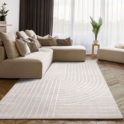 Paco Home - Alfombra Sala De Estar Dormitorio Pelo Corto Escandinavo Boho Geométrico Crema 200x280 Cm Paco Home - Alfombra Sala De Estar Dormitorio Pelo Corto Escandinavo Boho Geométrico Crema 200x280 Cm