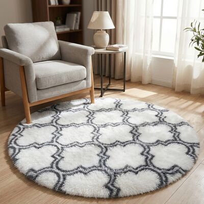 OEM Alfombra Redonda Para Salón, De Pelo Largo, Antideslizante, Suave Y Mullida, 140x140 Cm, Color Blanco Farol. OEM Alfombra Redonda Para Salón, De Pelo Largo, Antideslizante, Suave Y Mullida, 140x140 Cm, Color Blanco Farol.