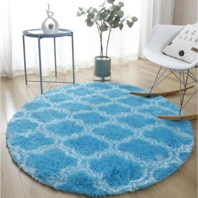 OEM Alfombra Tuserxln - Base Para Alfombra, Alfombra Redonda De Pelo Largo Azul Para Sala De Estar/dormitorio, Diámetro 120 Cm OEM Alfombra Tuserxln - Base Para Alfombra, Alfombra Redonda De Pelo Largo Azul Para Sala De Estar/dormitorio, Diámetro 120 Cm