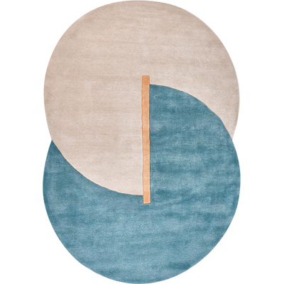 BELIANI Alfombra Moderna De Viscosa Y Lana Hecha A Mano De Forma Irregular 160 X 230 Cm Beige Y Azul Ayuj BELIANI Alfombra Moderna De Viscosa Y Lana Hecha A Mano De Forma Irregular 160 X 230 Cm Beige Y Azul Ayuj