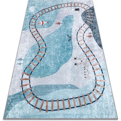 Alfombra Lavable Junior Vías del Tren Azul - Para Niños Seguridad Alfombra Lavable Junior Vías del Tren Azul - Para Niños Seguridad