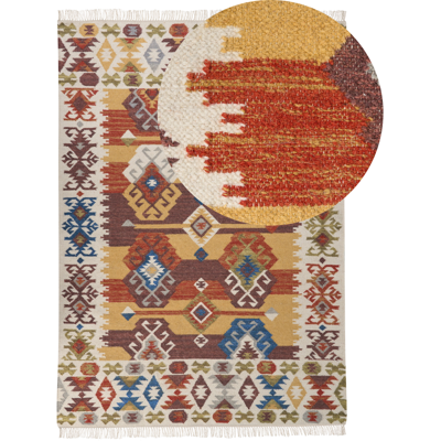 Beliani Kilim de Lana Multicolor 160x230cm - Alfombra Beliani Kilim de Lana Multicolor 160x230cm - Alfombra