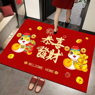 OEM Felpudo Grande Rojo Con Motivo De Amuleto De La Suerte De Año Nuevo Para Fiestas Y El Hogar, Aprox. 80 X 120 Cm OEM Felpudo Grande Rojo Con Motivo De Amuleto De La Suerte De Año Nuevo Para Fiestas Y El Hogar, Aprox. 80 X 120 Cm