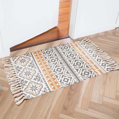 OEM Alfombra Bohemia De Algodón Tejido Con Borlas, Lavable, 90 X 60 Cm, Para Cocina, Baño, Dormitorio, Lavadero, Uso Interior -crezuo OEM Alfombra Bohemia De Algodón Tejido Con Borlas, Lavable, 90 X 60 Cm, Para Cocina, Baño, Dormitorio, Lavadero, Uso Interior -crezuo