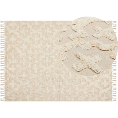 Beliani Alfombra de Algodón Beige 160 x 230 cm - Alfombra Beliani Alfombra de Algodón Beige 160 x 230 cm - Alfombra