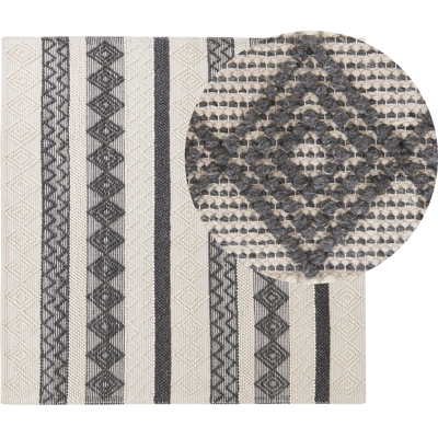 Alfombra de Lana 200x200 Beige Gris - Alfombra Alfombra de Lana 200x200 Beige Gris - Alfombra