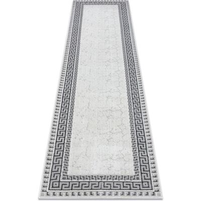 Rugsx - Alfombra, Alfombra De Pasillo Allure 1960 Chave Grega, Marco - Estructural, Elegante, Glamurosa Blanco / Gris Grey 60x300 Cm Rugsx - Alfombra, Alfombra De Pasillo Allure 1960 Chave Grega, Marco - Estructural, Elegante, Glamurosa Blanco / Gris Grey 60x300 Cm