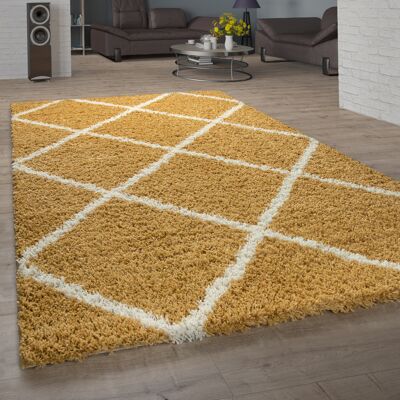 Paco Home Alfombra Salón Pelo Largo Shaggy Diseño Escandinavo Rombos Moderna En Amarillo 200x280 Cm Paco Home Alfombra Salón Pelo Largo Shaggy Diseño Escandinavo Rombos Moderna En Amarillo 200x280 Cm