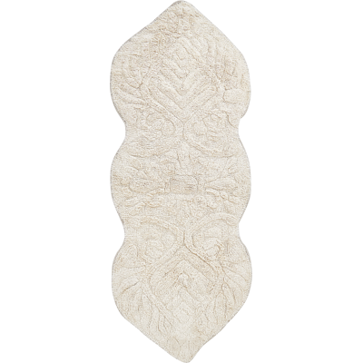 BELIANI Alfombrilla De Baño Moderna De Algodón Forma Irregular 150 X 60 Cm Patrón Decorativo Accesorios De Baño Beige Canbar BELIANI Alfombrilla De Baño Moderna De Algodón Forma Irregular 150 X 60 Cm Patrón Decorativo Accesorios De Baño Beige Canbar