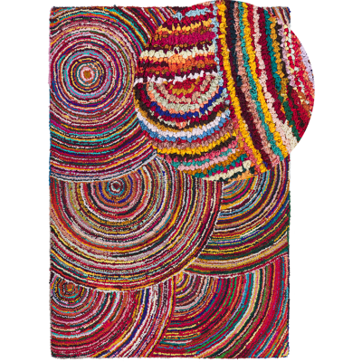 Alfombra Beliani 160x230cm Hecha a Mano Algodón Multicolor - Estilo Bohemio - Alfombra Alfombra Beliani 160x230cm Hecha a Mano Algodón Multicolor - Estilo Bohemio - Alfombra
