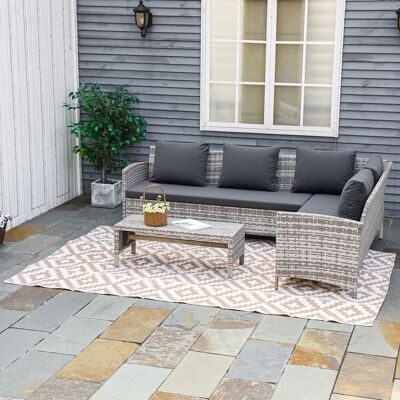 BEYAMIS Alfombra Reversible Para Exteriores – Estampado Geométrico – Impermeable – 182 X 274 Cm – Marrón Y Blanco BEYAMIS Alfombra Reversible Para Exteriores – Estampado Geométrico – Impermeable – 182 X 274 Cm – Marrón Y Blanco