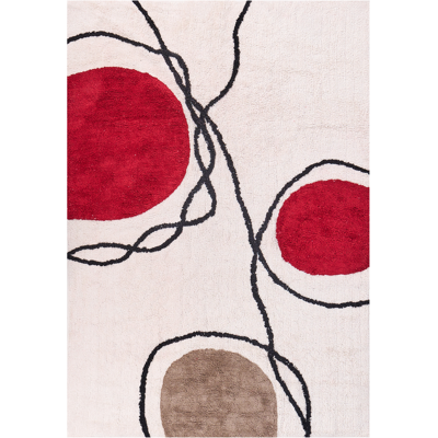 Beliani - Alfombra De Algodón Beige Rojo Marrón Negro 160 X 230 Cm Patrón Abstracto Bolat Beliani - Alfombra De Algodón Beige Rojo Marrón Negro 160 X 230 Cm Patrón Abstracto Bolat