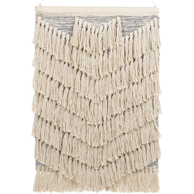 Beliani Decoración de pared en algodón beige con borlas boho - Tipo de pared Beliani Decoración de pared en algodón beige con borlas boho - Tipo de pared