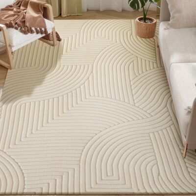 JHY DESIGN Alfombra Para Salón De 160 X 120 Cm, Pelo Corto, Estilo Moderno, Base Antideslizante, Tejida A Máquina, Color Crema. JHY DESIGN Alfombra Para Salón De 160 X 120 Cm, Pelo Corto, Estilo Moderno, Base Antideslizante, Tejida A Máquina, Color Crema.