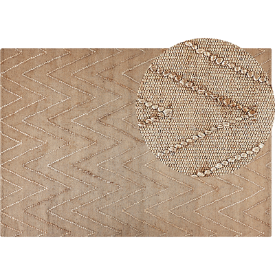 Alfombra de Yute Beliani - Beige - 160 x 230 cm - Rectangular - Estilo Boho Alfombra de Yute Beliani - Beige - 160 x 230 cm - Rectangular - Estilo Boho