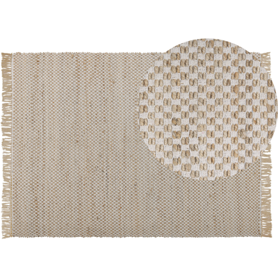 Alfombra Beige de Yute y Algodón Beliani - 140x200cm Boho Alfombra Beige de Yute y Algodón Beliani - 140x200cm Boho