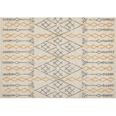 Alfombra de Algodón Beige Amarillo 160 x 230 cm Patrón Geométrico a Mano - Alfombra Alfombra de Algodón Beige Amarillo 160 x 230 cm Patrón Geométrico a Mano - Alfombra