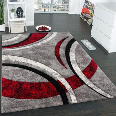 Paco Home - Alfombra De Diseño Con Ribetes Estampado Con Rayas Gris Negro Rojo Moteada 80x300 Cm Paco Home - Alfombra De Diseño Con Ribetes Estampado Con Rayas Gris Negro Rojo Moteada 80x300 Cm
