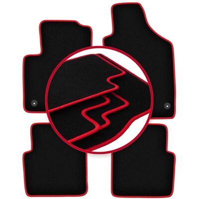 OEM Alfombrillas De Terciopelo Con Borde Rojo Para: Fiat 500 Fl Hatchback (2013-2019) OEM Alfombrillas De Terciopelo Con Borde Rojo Para: Fiat 500 Fl Hatchback (2013-2019)